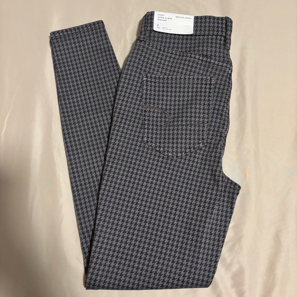 American Eagle Outfitters Grey Houndstooth Skinny Pants